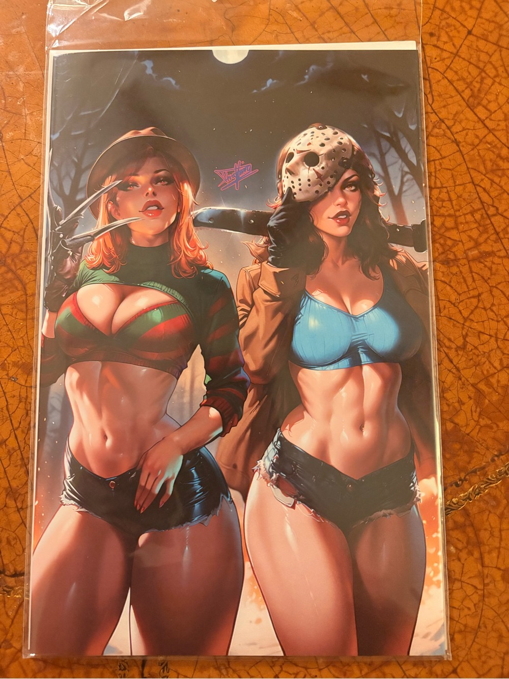 Horror-Inspired Pinup Art Print — Red, Green, Blue